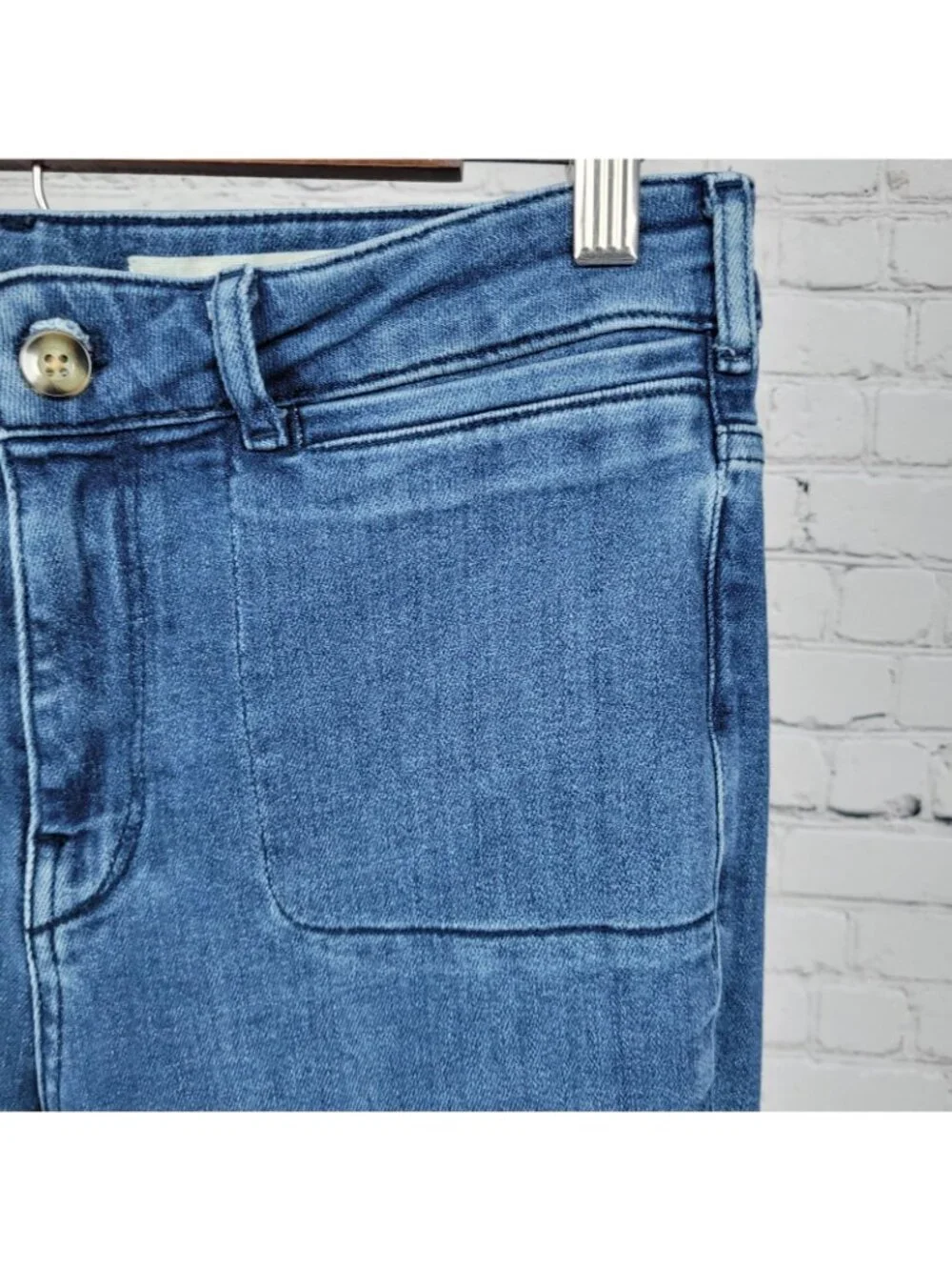 Pilcro & The Letterpress Blue High Rise Bootcut Button Leg Jeans 29 (29x32)
